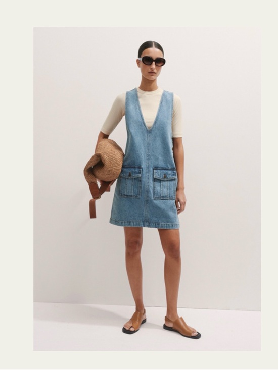 ME+EM Dresses & Skirts - ME+EM Light Blue Denim Pinafore Dress